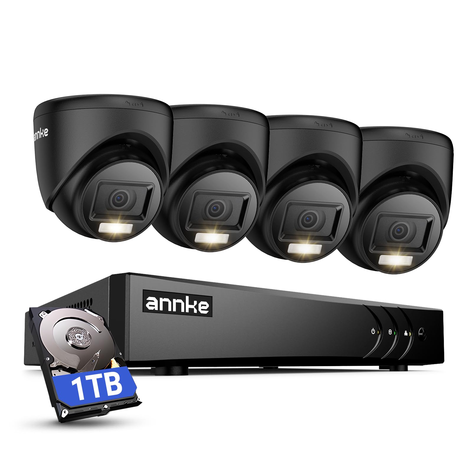 ANNKE System kamer bezpieczeństwa 1080p do użytku na zewnątrz z funkcją rozpoznawania osoby / pojazdu AI, 8-kanałowy DVR 3K Lite z dyskiem twardym 1 TB, 4 x 2 MP kamery CCTV do użytku domowego z