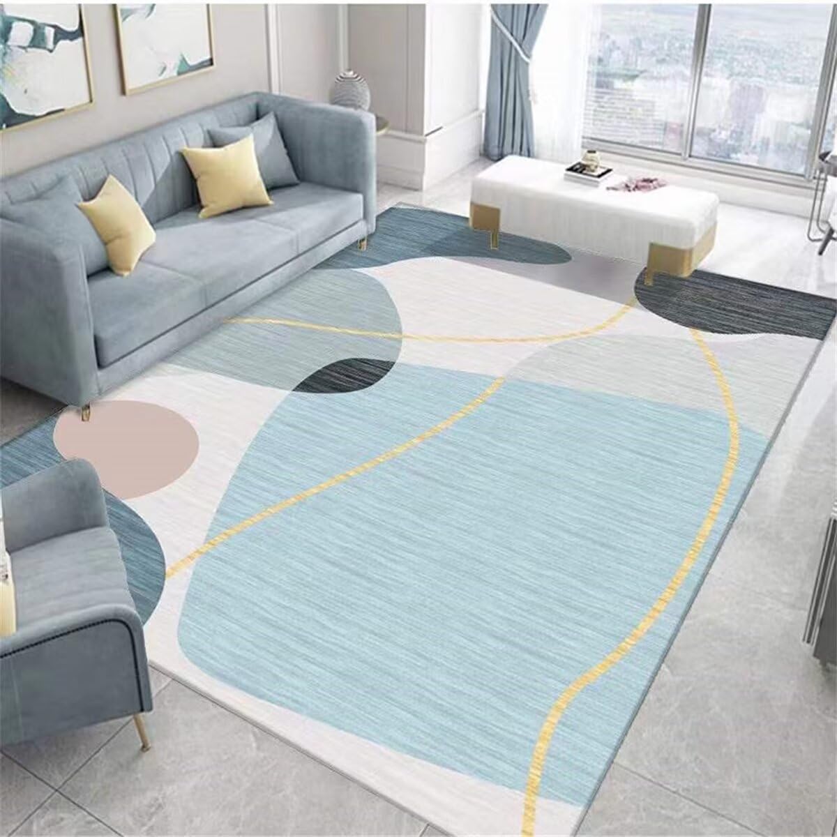 Tapis de sol bébé fille bleu anti-glisse 60x120 : Fini les chutes et la poussière
