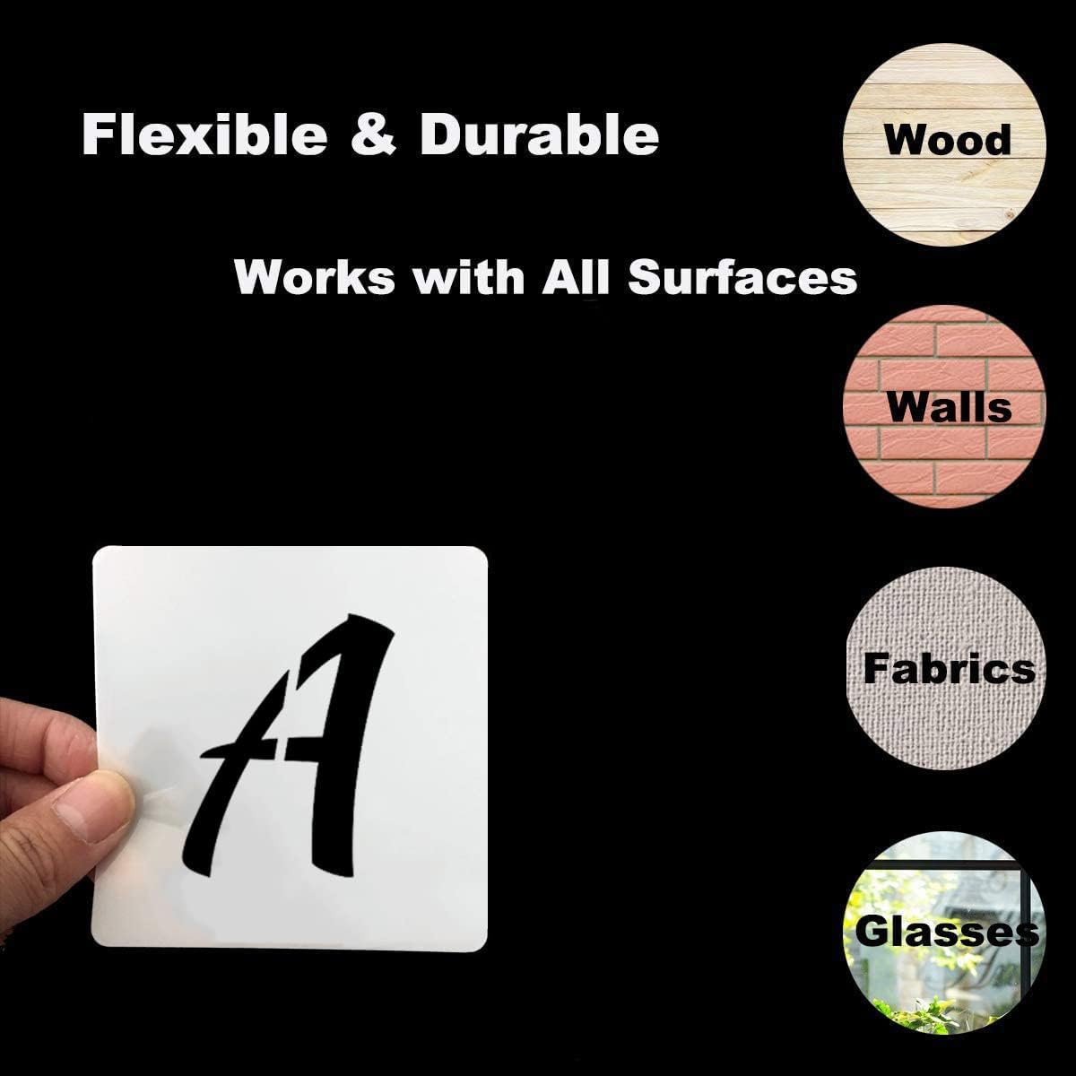 1.5 Inch Alphabet Letter Stencils for Painting - 70 Pack Letter and Number Stencil Templates with Signs for Painting on Wood, Reusable Numbers and Letters Stencils for Chalkboard Wood Signs & Wall Art