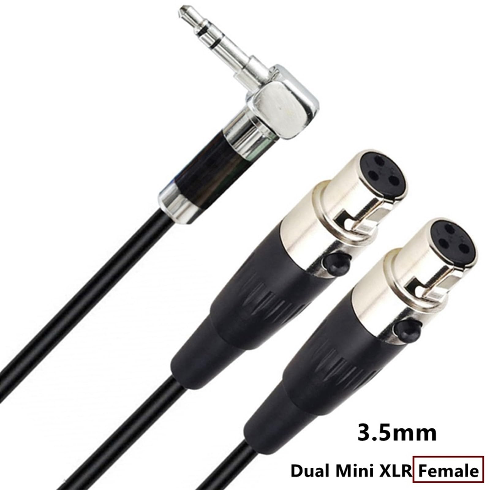 Podwójny Mini 3Pin XLR męski żeński do 3,5 mm TRS męski wtyk audio Y kabel 0,5 m 1,8 m do lustrzanki kamery mikrofon(3,5 mm to Dual Female, 1.8m)