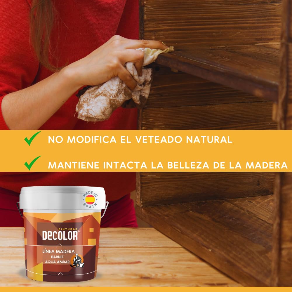 Barniz Satinado Castaño al agua. 4 Litros
