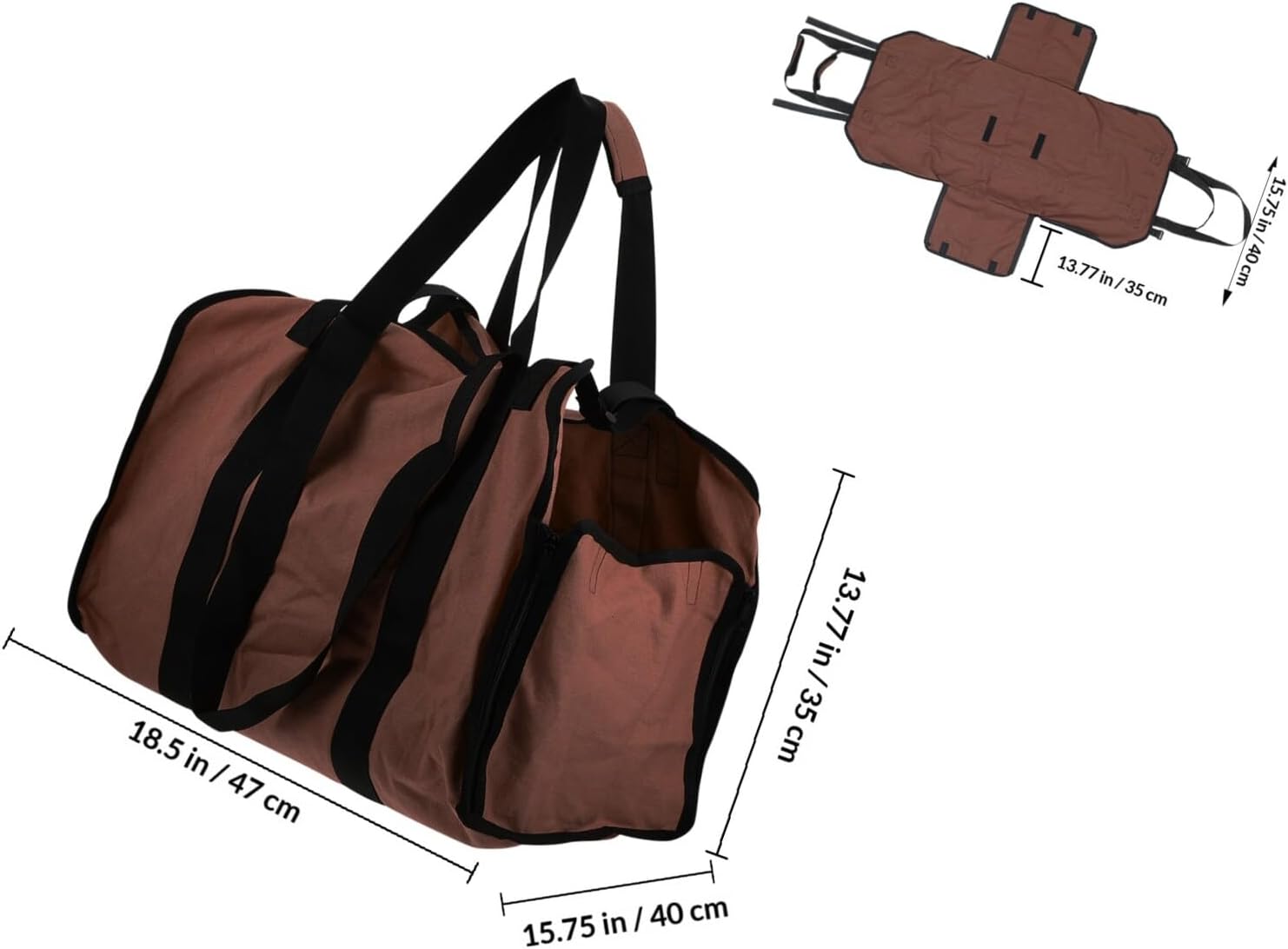 Firewood Carry Bag Folding Wood Storage Pouch Sturdy Log Carrier Brown Firewood Holder for Indoor Fireplace and Outdoor Camping