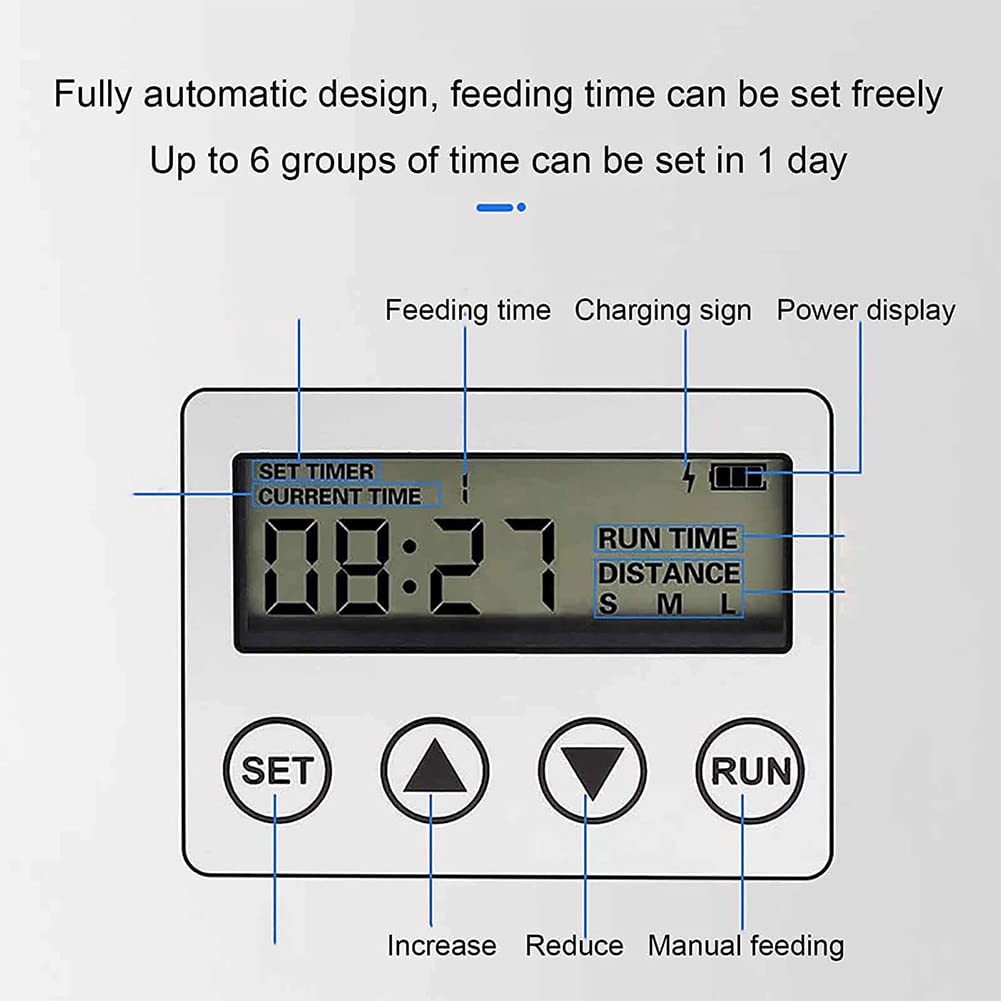 Mangiatoia per Pesci Automatica Solare, distributore di Cibo per Pesci Elettrico da 6 Litri, con Controller del Display Distributore Automatico di mangime per Pesci, laghetto Koi Alimentazione