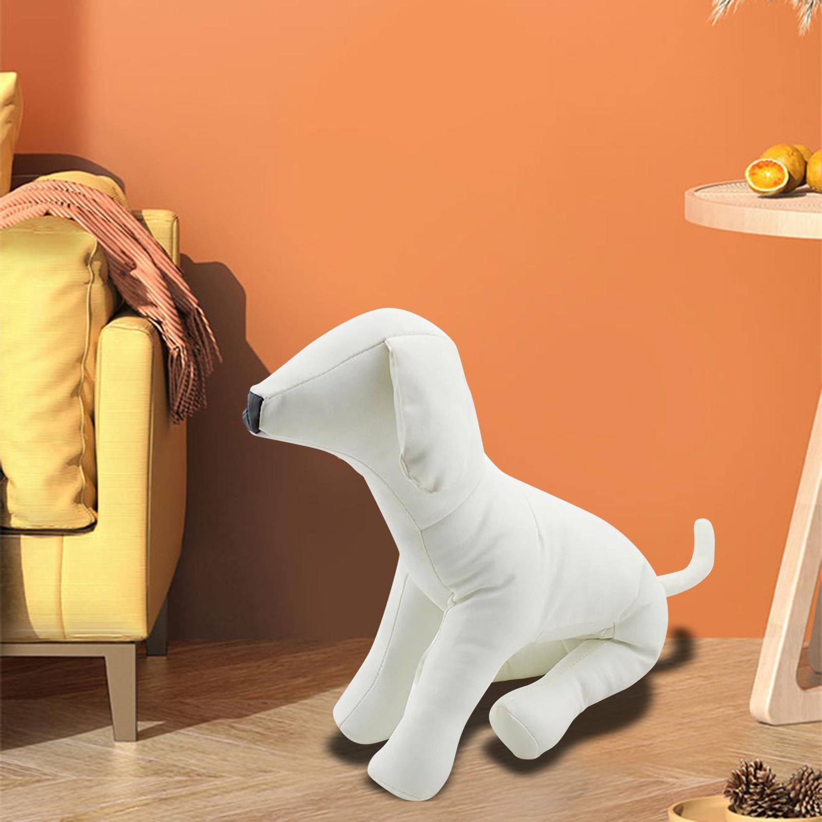Mannequins pour Chiens en PU, Modèles Assis pour Exposer des Vêtements pour Chiens dans Une Animalerie, Taille L Blanc