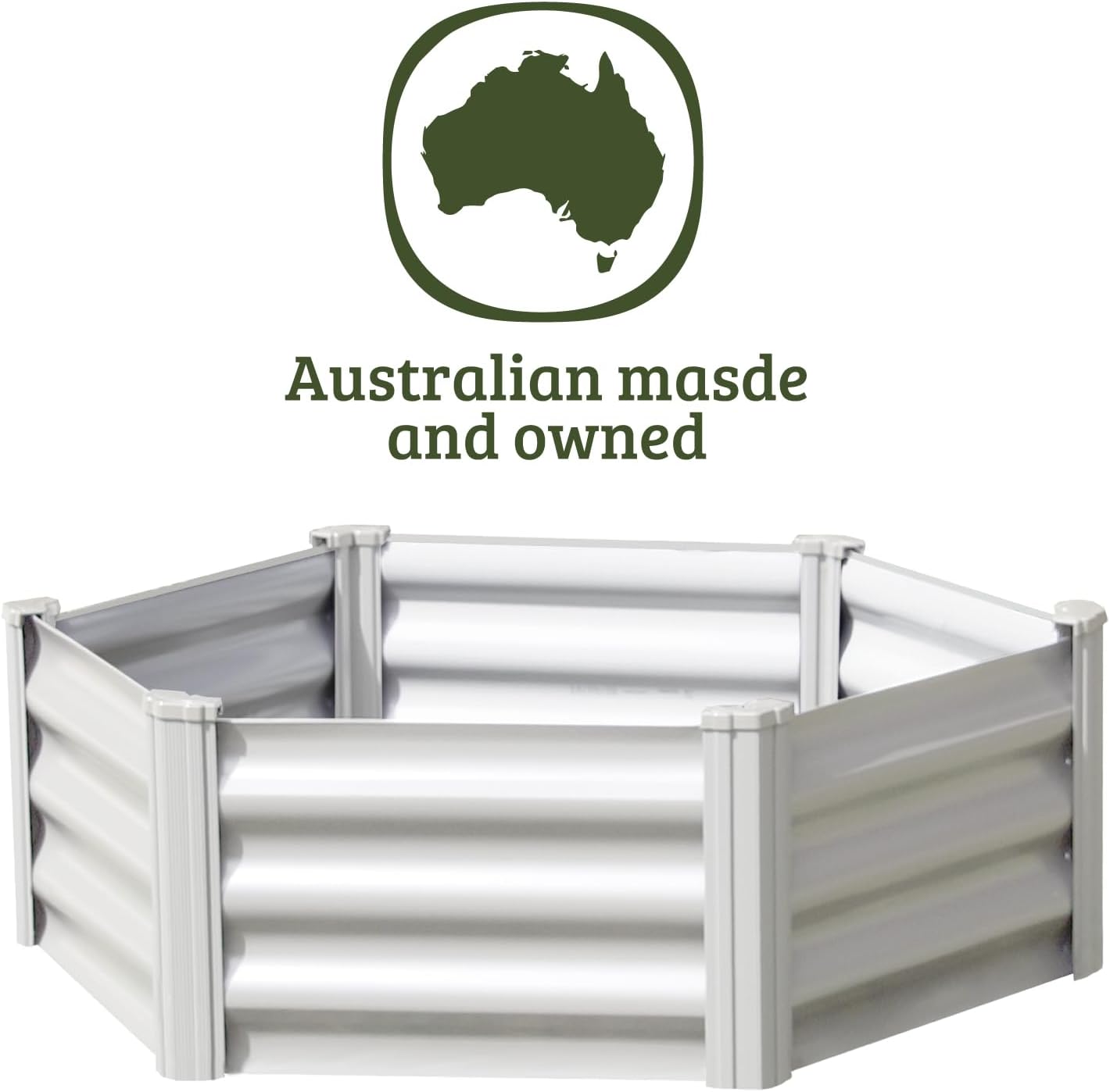 ABSCO The Organic Garden Co. Premium Galvanized DIY 3' x 3' Hexagon Garden Bed with Easy Assembly, Superior Drainage, Surfmist Steel Metal Planter Box, 16" Walls for All Plants