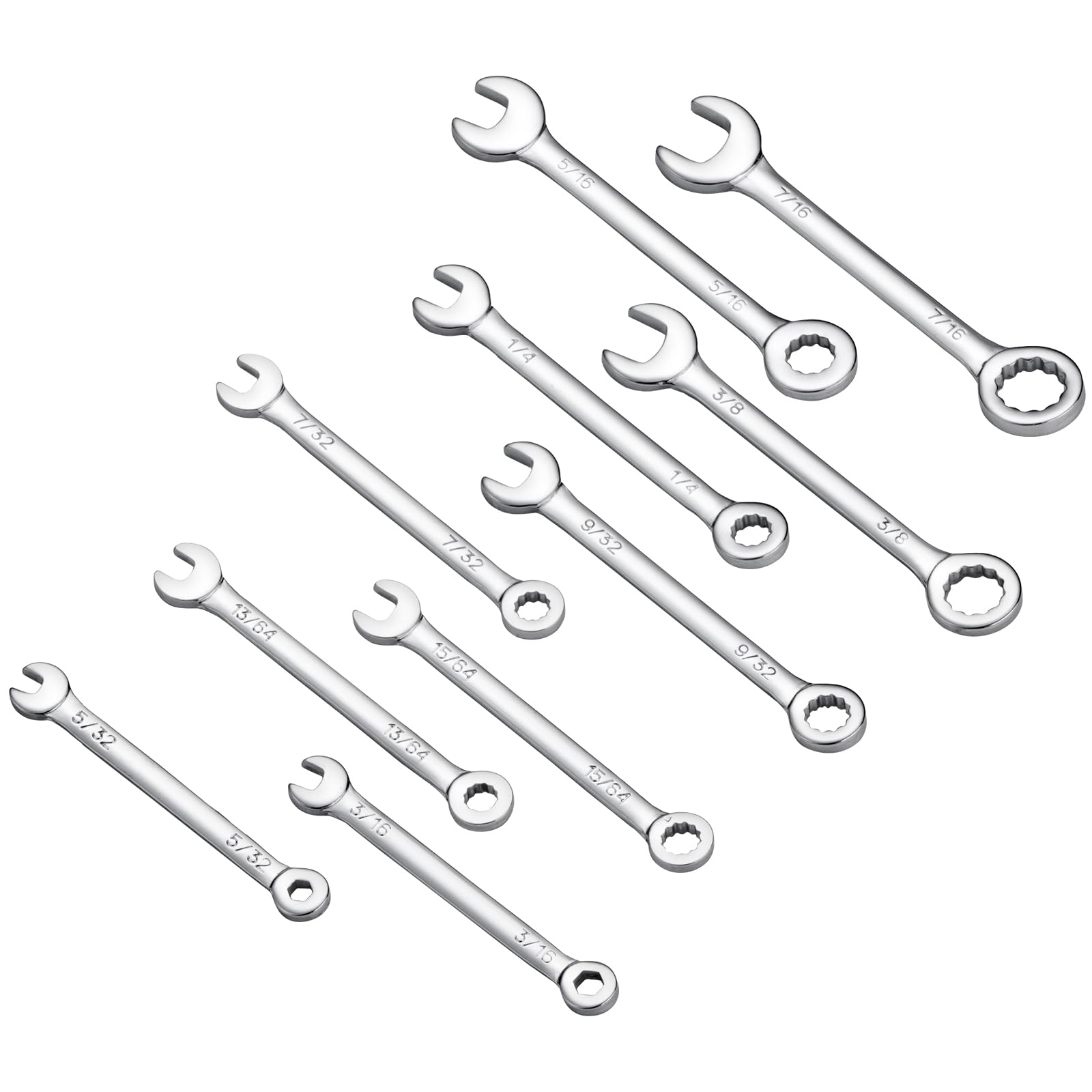 FyMosem 10PCS Mini Wrench Set 5/32"-7/16" Open and Box End Wrench Combination Dual-Purpose Ignition Wrenches Small Spanner Repair Tool for Hex Nuts & Bolts