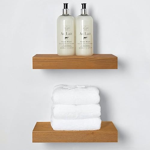 Vista 120 de Homeforia Estantes flotantes de madera de 36 pulgadas, estante flotante grande de madera natural maciza de alta gama de 36 pulgadas, estantes