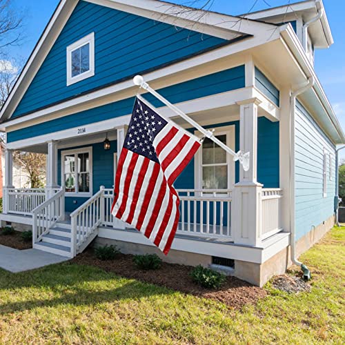 Inflation White Flag Poles For House With American Flag, 6Ft Flagpole Kit Includes 3X5 Embroidered Us Flag And Bracket, 1 Inch Tangle Free Heavy Duty Flag Pole For House Porch Truck #TOP6