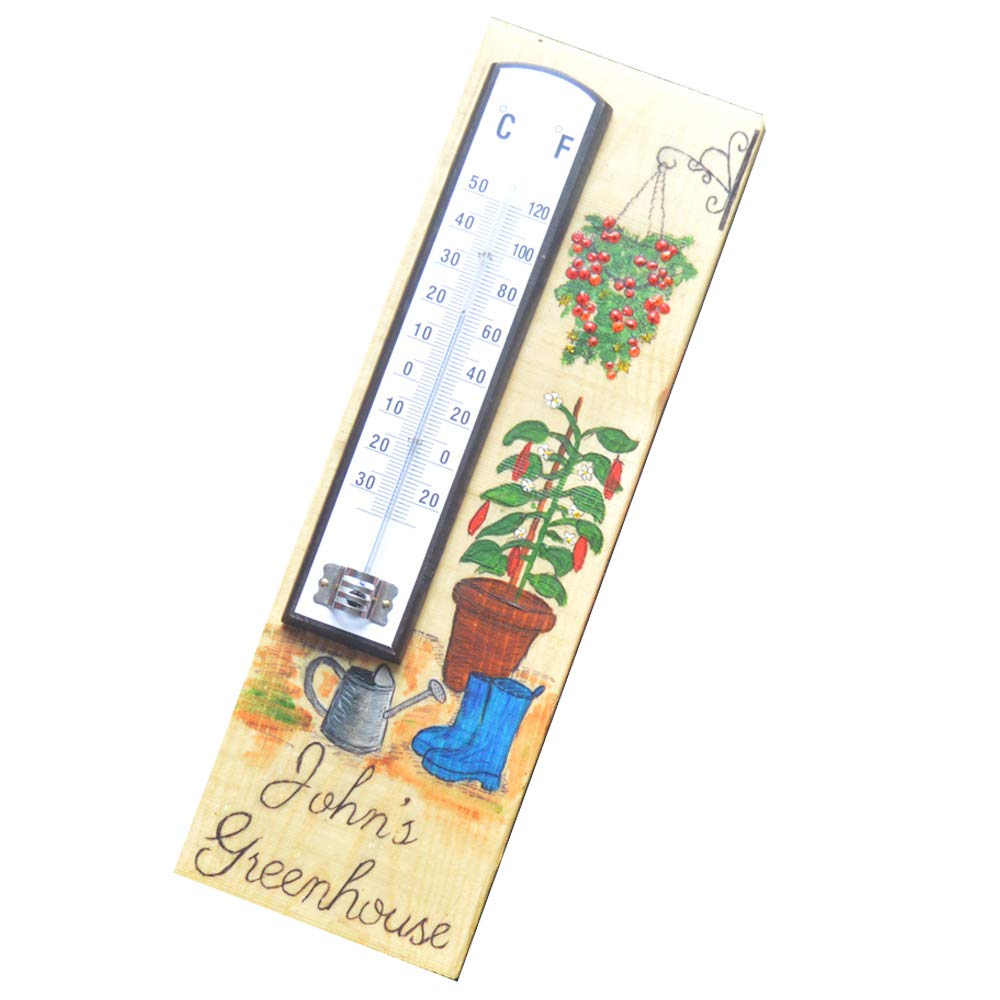 Personalised Wooden Garden Greenhouse Thermometer