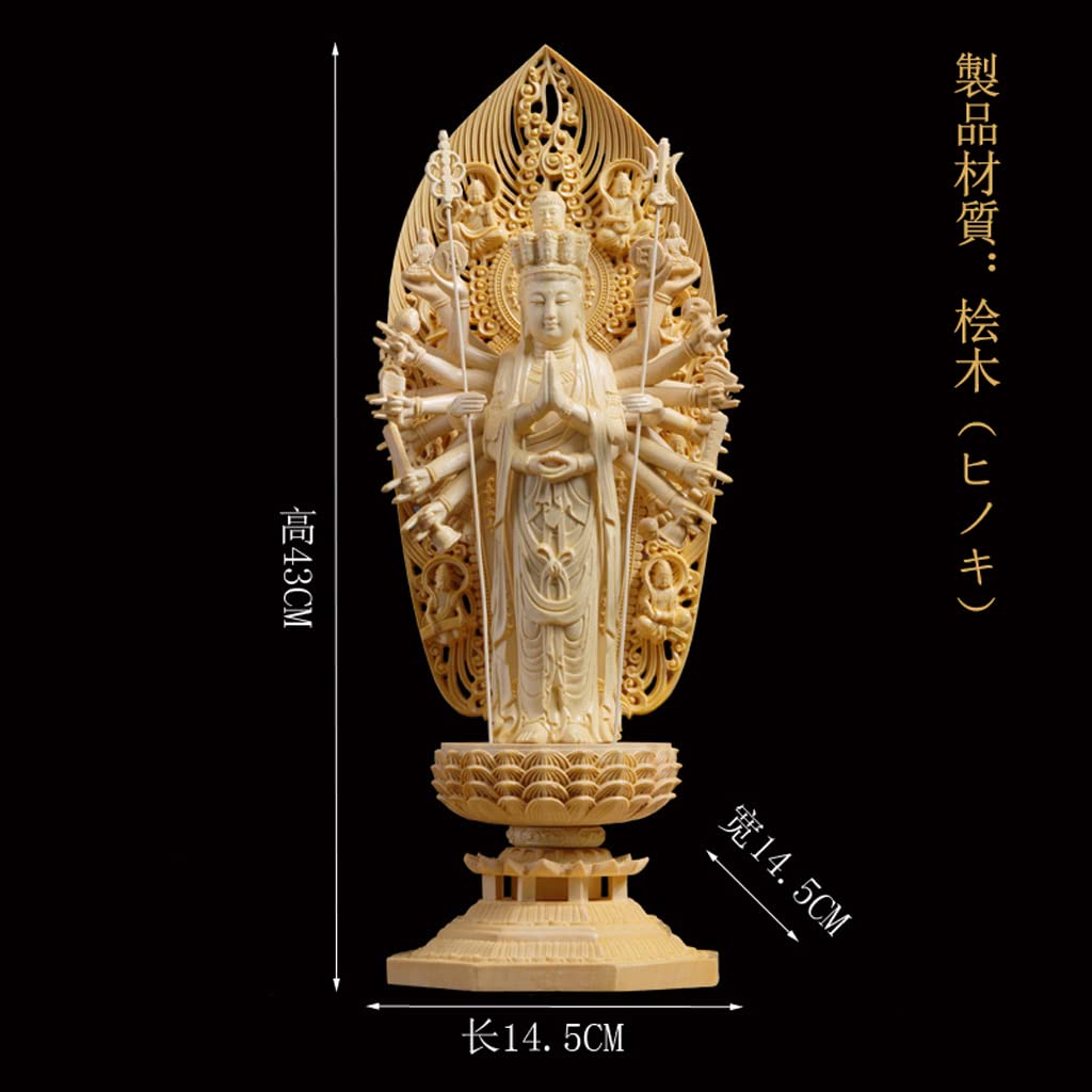 木彫仏像 千手観音 千手観世音菩薩 仏像 木彫 ヒノキ 楽天市場】仏像 千手観音菩薩 立像 4.0寸 円光背 八角台 桧木