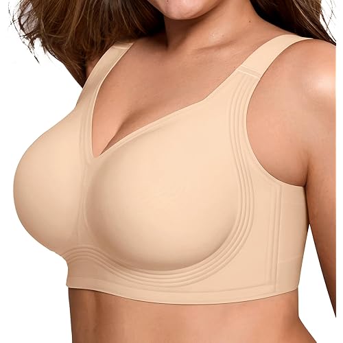 Bras for Women Supportive Wireless Push Up Bra Full Coverage No Underwear Seamless Plus Size for Older Women