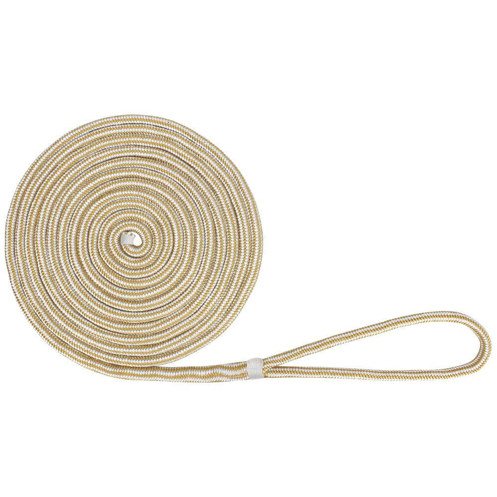 Extreme Max3006.2144 BoatTector Double Braid Nylon Dock Line - 5/8" x 35', White & Gold