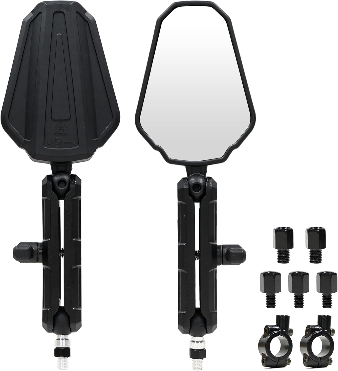 Adventure Motorcycle Mirrors, Universal Motorcycle Rear View Mirrors with 8MM 10MM Screws and 7/8" Handlebar Aluminum Mount Compatible with Most Motorbikes Street Bike ATV Scooter Cruiser