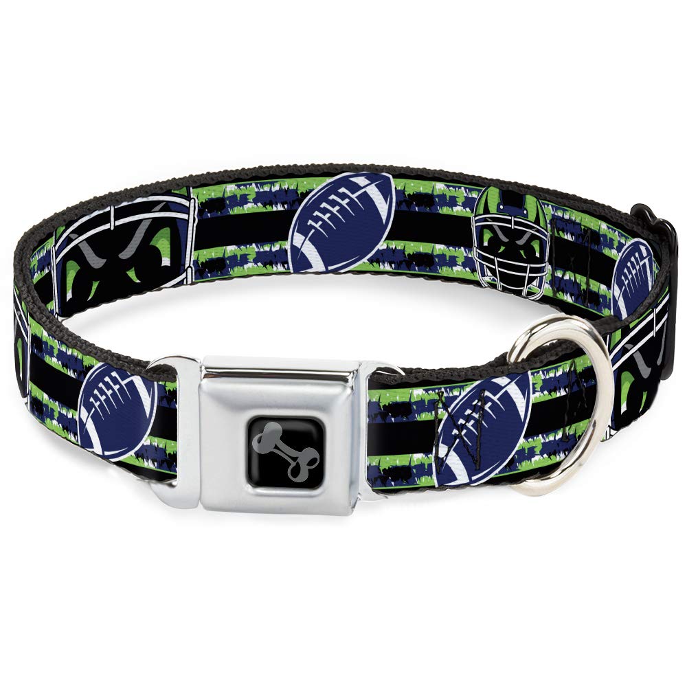 Collier chien boucle ceinture securite football vert fluo bleu
