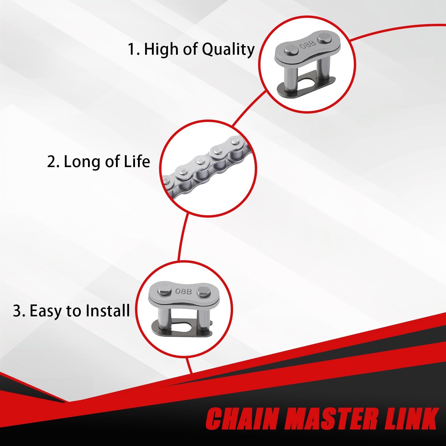 KAMIER 428 Roller Chain 20 Feet 474 Links with Chain Breaker Kit for Chain Driven Sliding Gate Opener Door 08B Standard Chain with 10pcs Master Links Heavy Duty Parts - Image 6