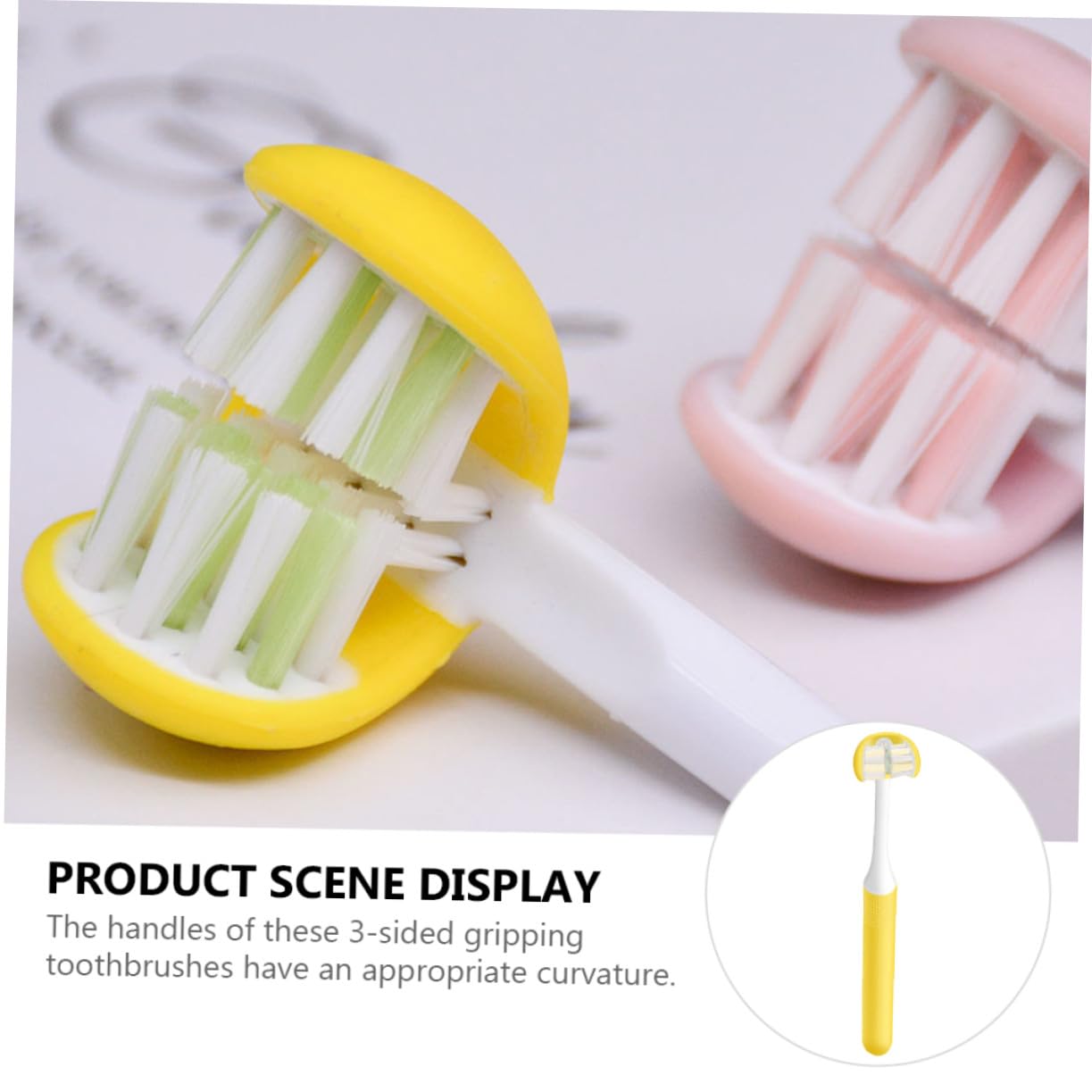 INOOMP Spazzolino per Denti Adulti 3 Lati Setole Morbide in Pp per Prevenzione Carie e Cura Orale Design Avvolgente a 3 Teste per Pulizia Completa