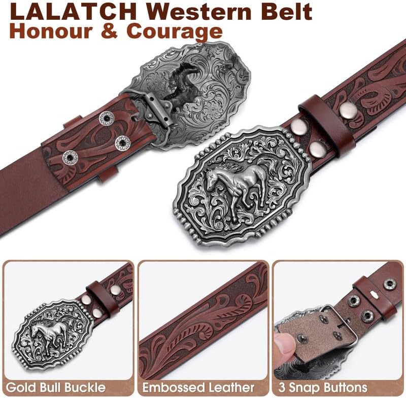 Cowboy Western Belts for Men Woman, Leather Cowboy Belt Men Women Western Cowgirl Country Belts for Gifts Jeans - Image 7