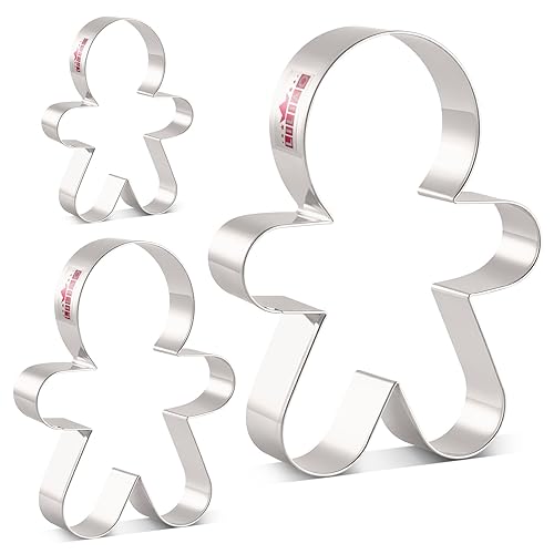 LILIAO Gingerbread Man Cookie Cutters 3-Pc Set, 3 Sizes: 5.31",