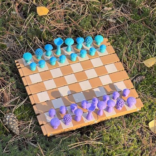 Magnetic Forest Mushrooms Chess, 2025 New Botany Board Game Nature-Themed Creative and Portable Rollable Wooden Chess Set, Mushroom Pieces for Adults Unique Themed Camping in the Wild(Set-c)