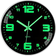 Wall Clock Glow in The Dark 14 inch Battery Operated Silent