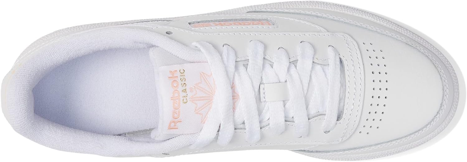 Reebok Women's Club C Sneaker, White/Aura Orange, 6 - Image 3