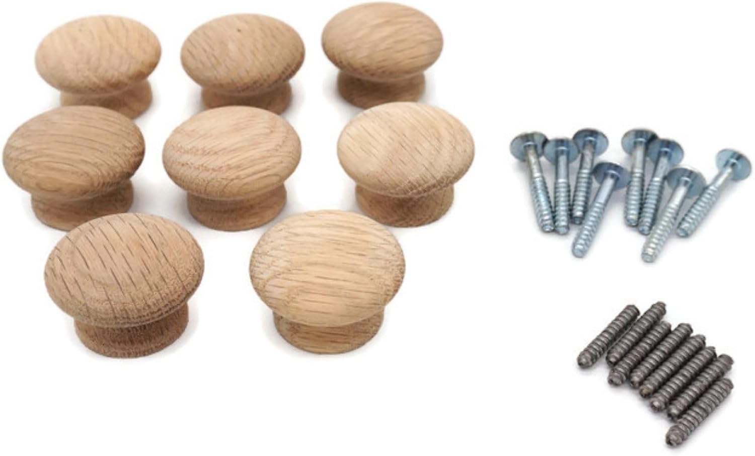 Solid Oak Wood Furniture Knob Cabinet Knobs - 5 Different Sizes from 3/4" to 1-3/4"- Available in 2-4-8 Packs (2, 3/4")