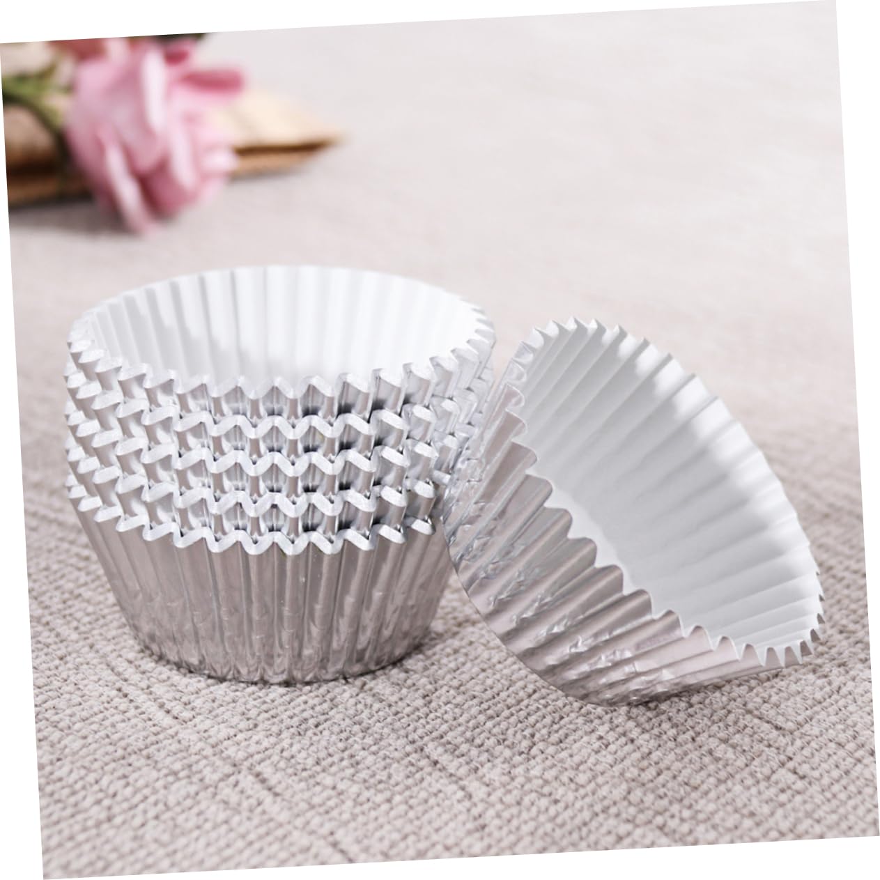 Cabilock 3 Series Copa Para Pasteles Y Postres Metálico Grueso Color Plata Y Rosa Revestimientos Resistentes Para Muffins Y Cupcakes Para Fiestas Y Celebraciones 200 Piezas*3