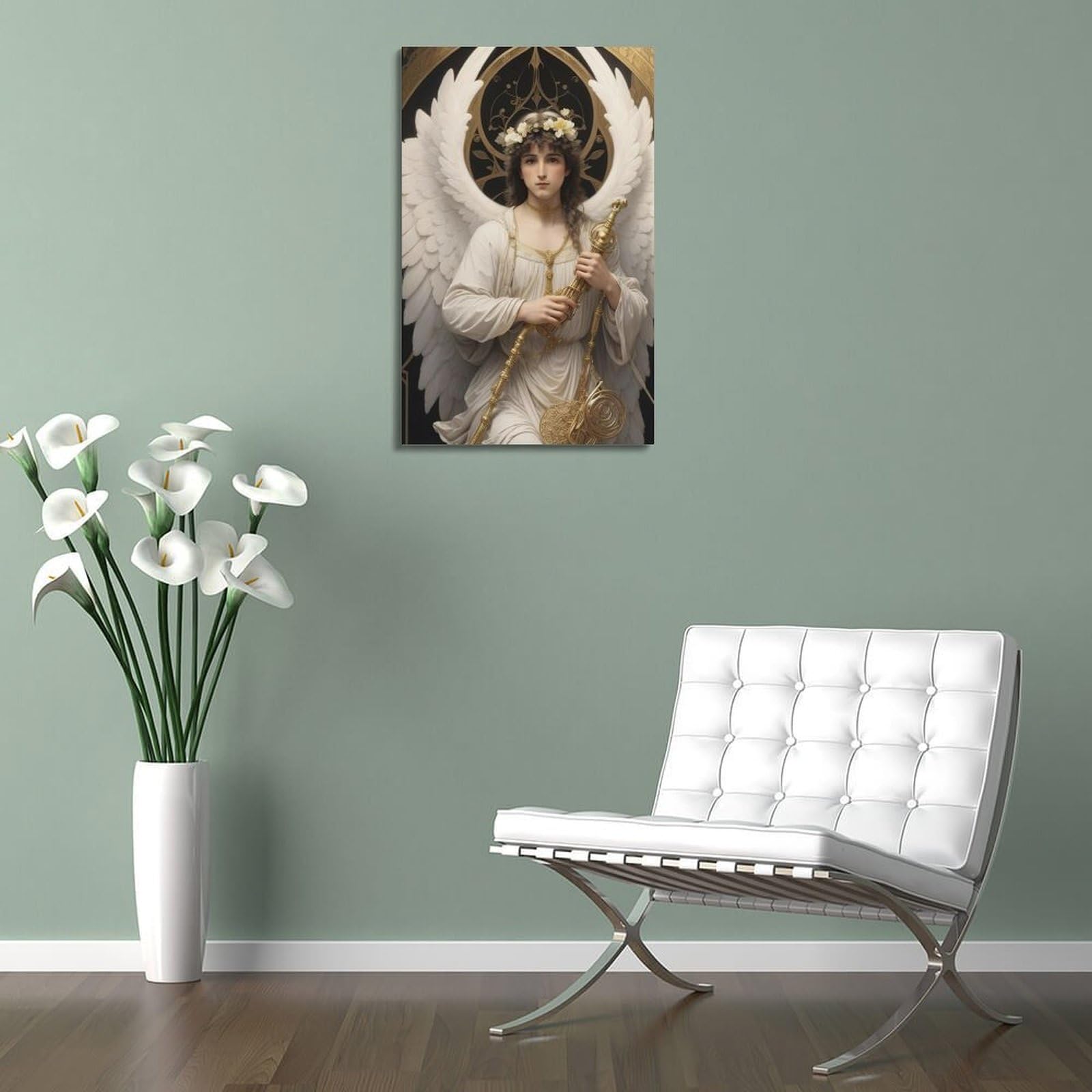 qiyan Poster decorativo da parete con angelo che è bravo a suonare strumenti musicali, poster decorativo su tela, poster decorativo moderno per camera da letto, per camera da letto, 40 x 60 cm