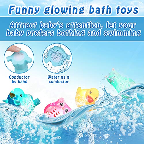 Lictin Baby drijvend speelgoed - 8 STKS Bad Speelgoed Lichtgevend, Licht Up Speelgoed Set met Opbergtas Badkuip Drijvend… - Image 4