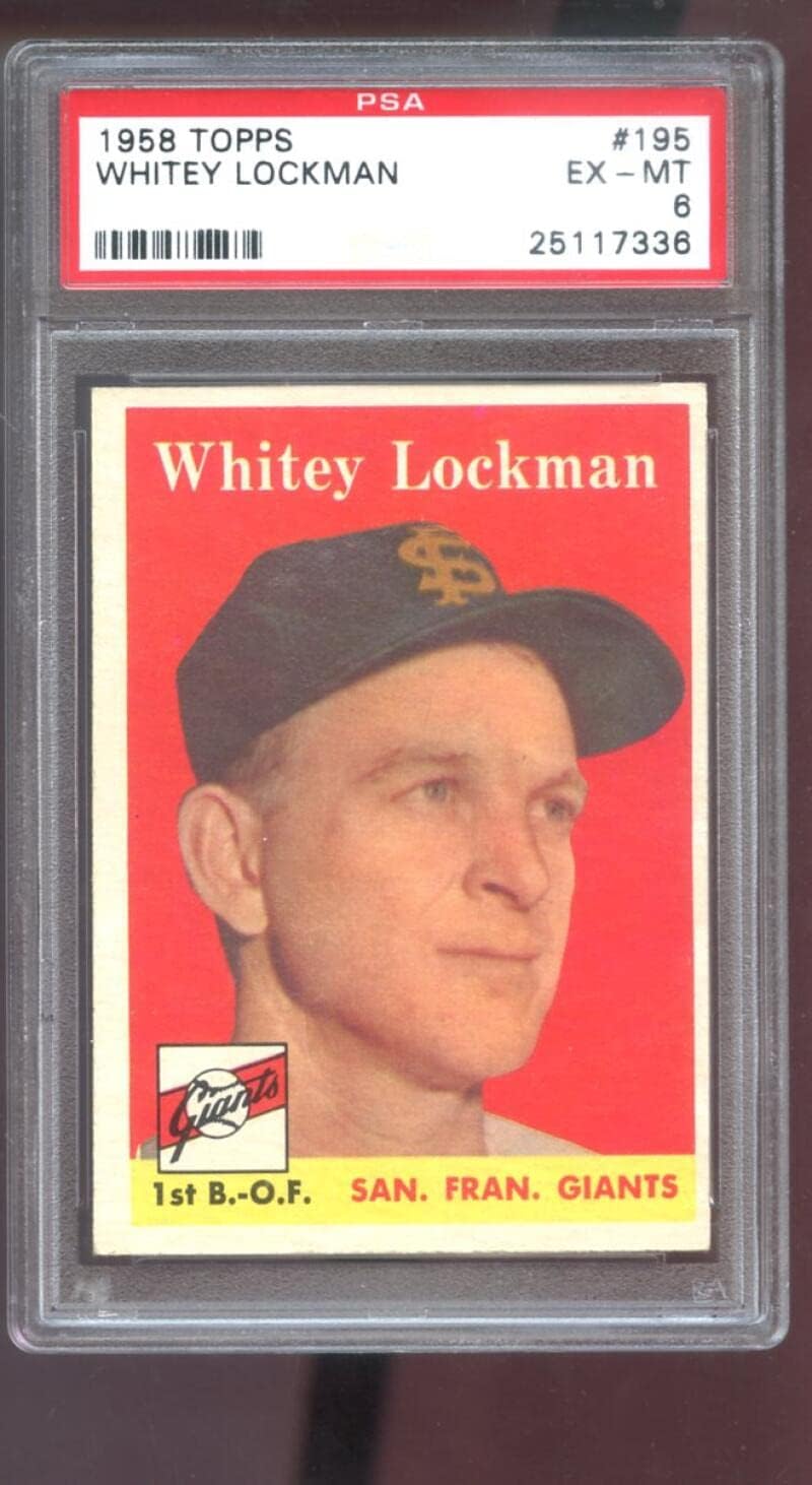 1958 Topps #195 Whitey Lockman PSA 6 Graded Baseball Card San Francisco Giants