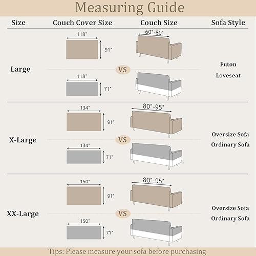 Miniatura 6 de Funda de sofá de felpilla extra ancha de 91 x 134 pulgadas, resistente al agua, lavable, para cojines de 2 y 3 cojines, borde de borla, protector