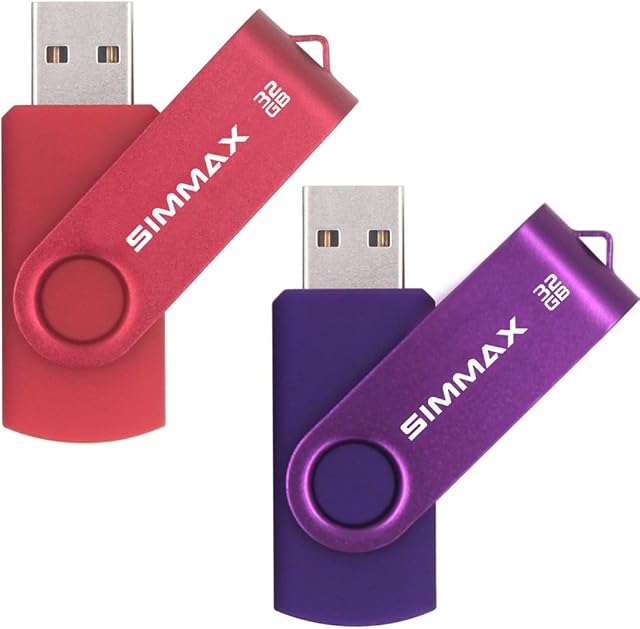 SIMMAX 32GB USB Flash Drives 2 Pack 32GB Memory Stick Swivel Design Thumb Drive USB Stick (32GB Red Purple)
