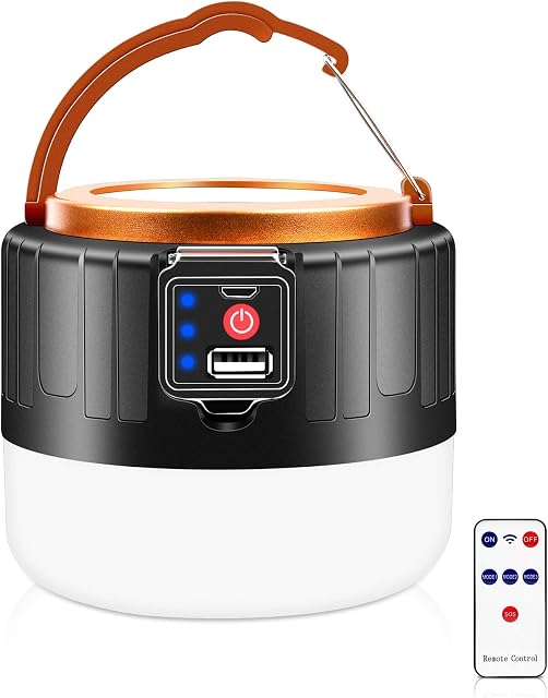 flintronic Camping Lantern , USB Rechargeable Solar Camping Light, 1000LM Remote Control Camping Lights for Tents, 5 Modes Waterproof Tent Light Suitable for Hiking, Camping, Fishing, Hunting