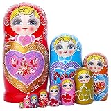ROSICA ロシア ネスティングドール マトリョーシカ 木 スタッキング ネストセット 10ピース ハート型ガール