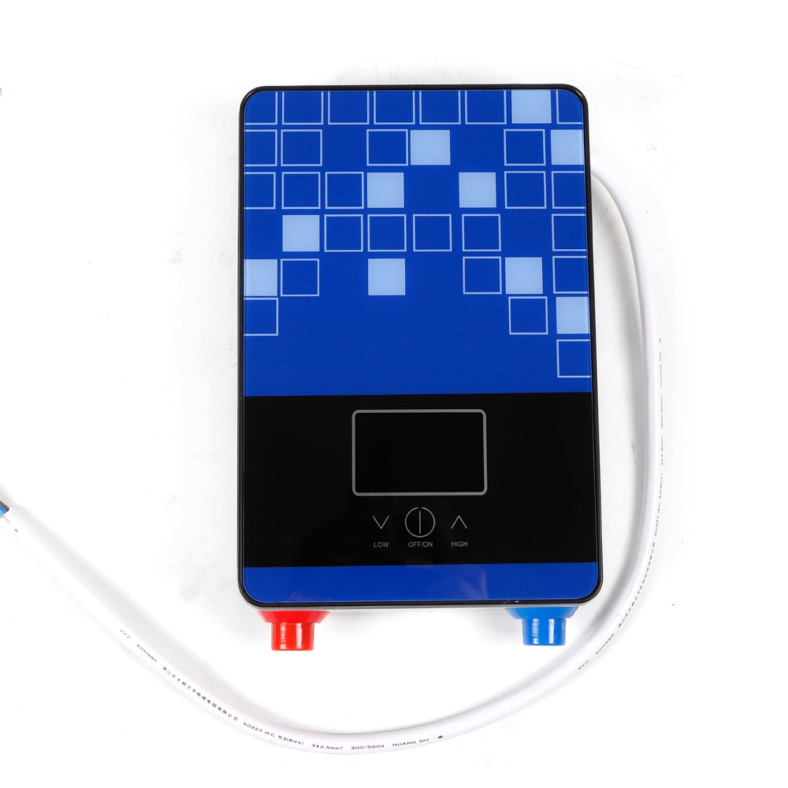 4500W Digital Elektrisch Durchlauferhitzer Tankless Bad Dusche Warmwasser, geeignet für Badezimmer, Friseursalons, Hotels, Schönheitssalons, Schulen, Krankenhäuser, 18.6 * 5.7 * 27.7cm (Blau)