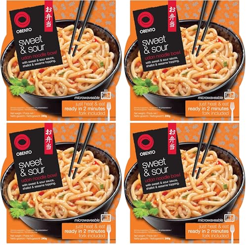 Obento Sweet & Sour Udon Bowl, plat cuisiné pour le micro-ondes, 240 g (Lot de 4)