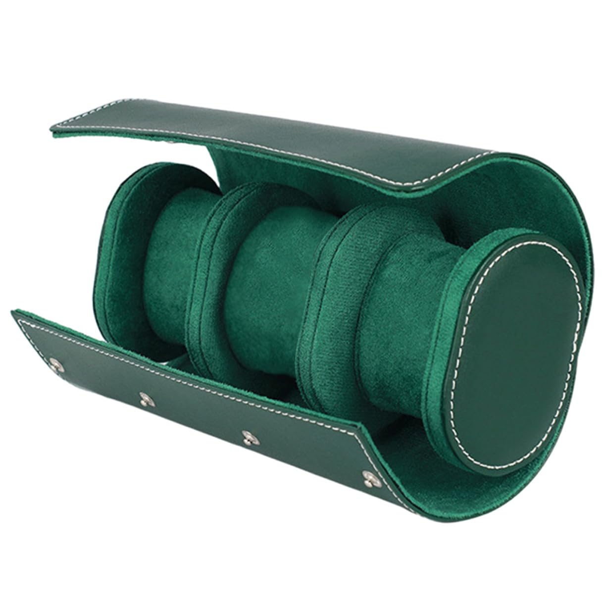 HVMBEUGOS ibasenice Pu Leather Watch Box 3-slot Watch Organizer with Green Interior for Travel and Home Use
