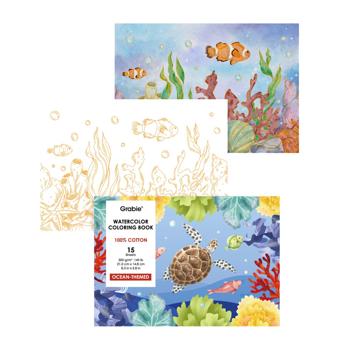 Grabie Watercolor Coloring Book - Forest Designs -10 Grabie Watercolor Coloring Book - Forest Designs -10