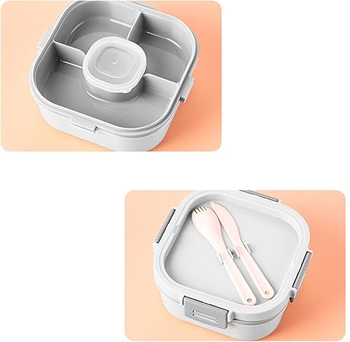 Miniatura 8 de TOPINCN Lonchera sellada para ensalada, contenedor de plástico para ensalada, apto para microondas, recipiente para ensaladas y aperitivos (blanco,