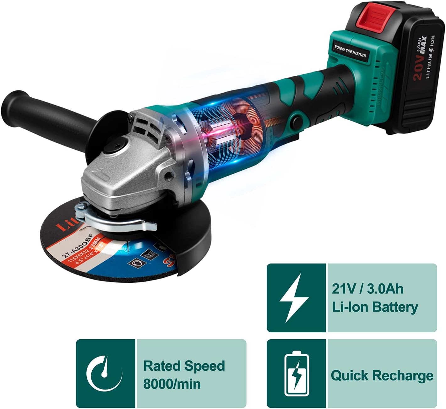 🔥 Crаzу Dеаlѕ Kinswood Brushless Cordless Angle Grinder 20V 4-1/2” Cut-Off 3.0Ah Lithium-ion Battery & Fast Charger w/Cutting Wheel & Grinding Wheel Bеѕt Dеаl Chеар 🛒 Kinswood Brushless Cordless Angle Grinder 20V 4-1/2” Cut-Off 3.0Ah Lithium-ion Battery & Fast Charger w/Cutting Wheel & Grinding Wheel