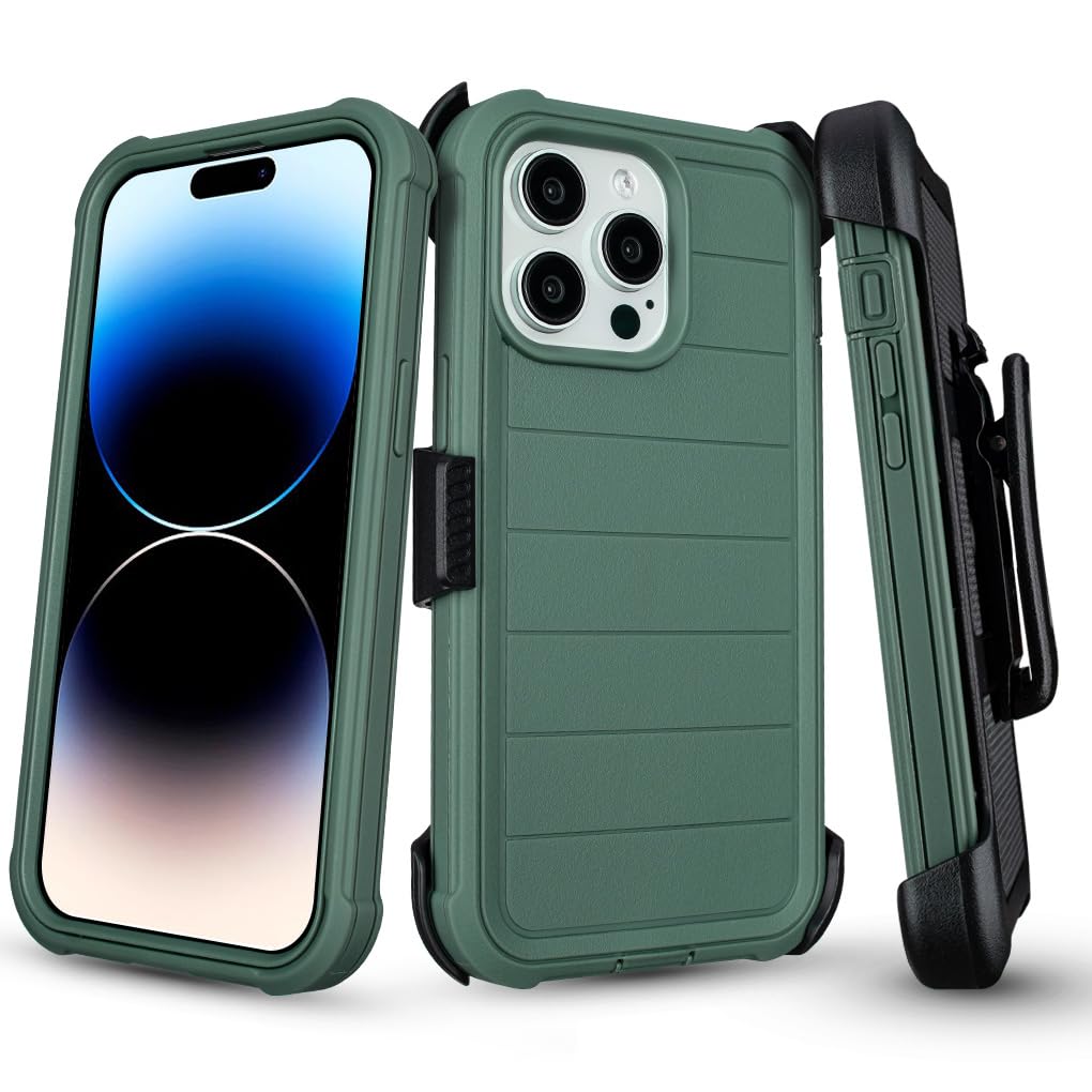 Defender - Custodia per iPhone 14 Pro Max con clip e cavalletto