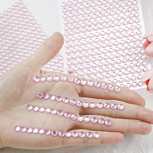 Miniatura 7 de 1792 calcomanías de perlas para la cara, gemas rosadas, diamantes de imitación autoadhesivos para cabello, ojos, uñas, maquillaje, cuerpo,
