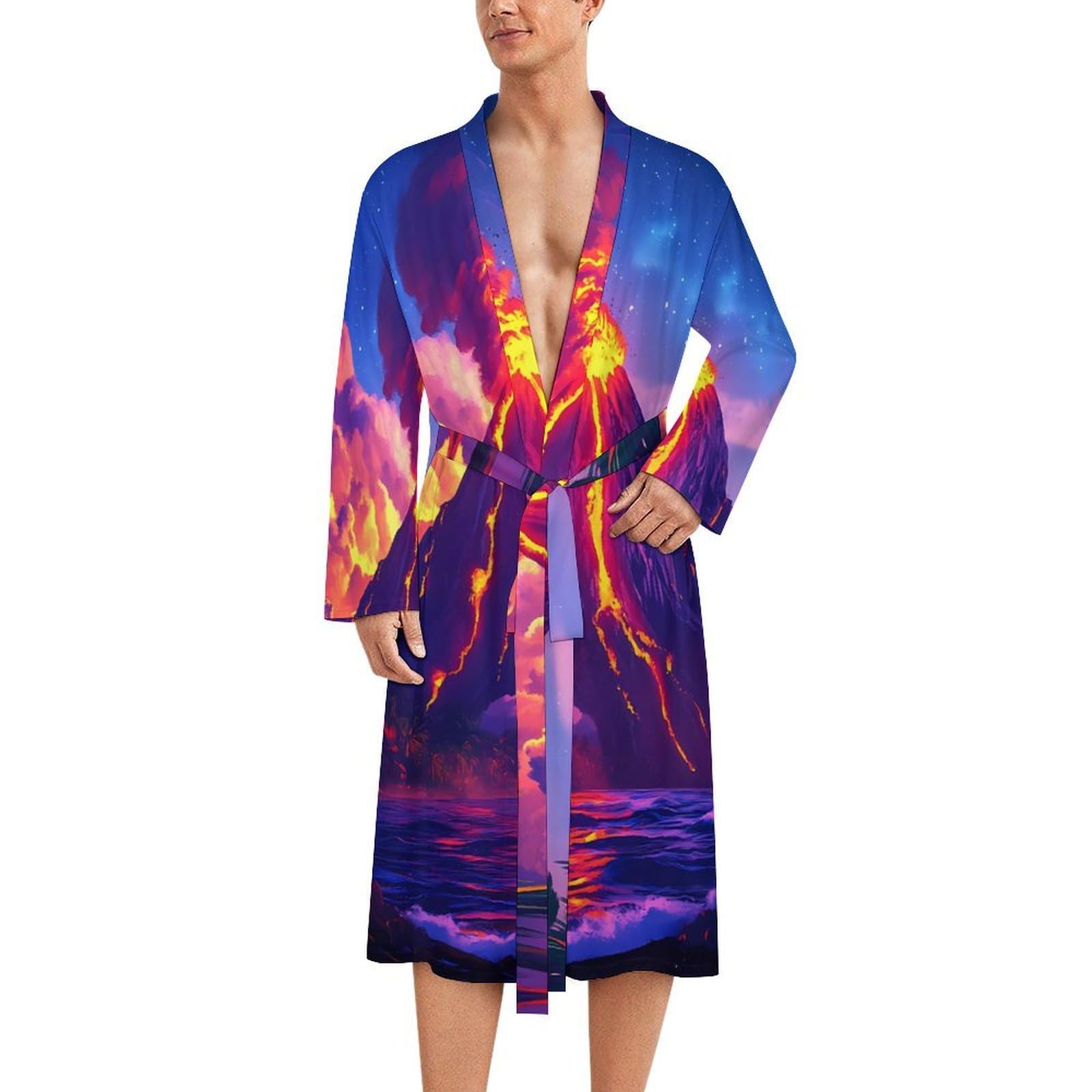 Bata de baño para hombre Volcano-nature de manga larga y tacto suave 8