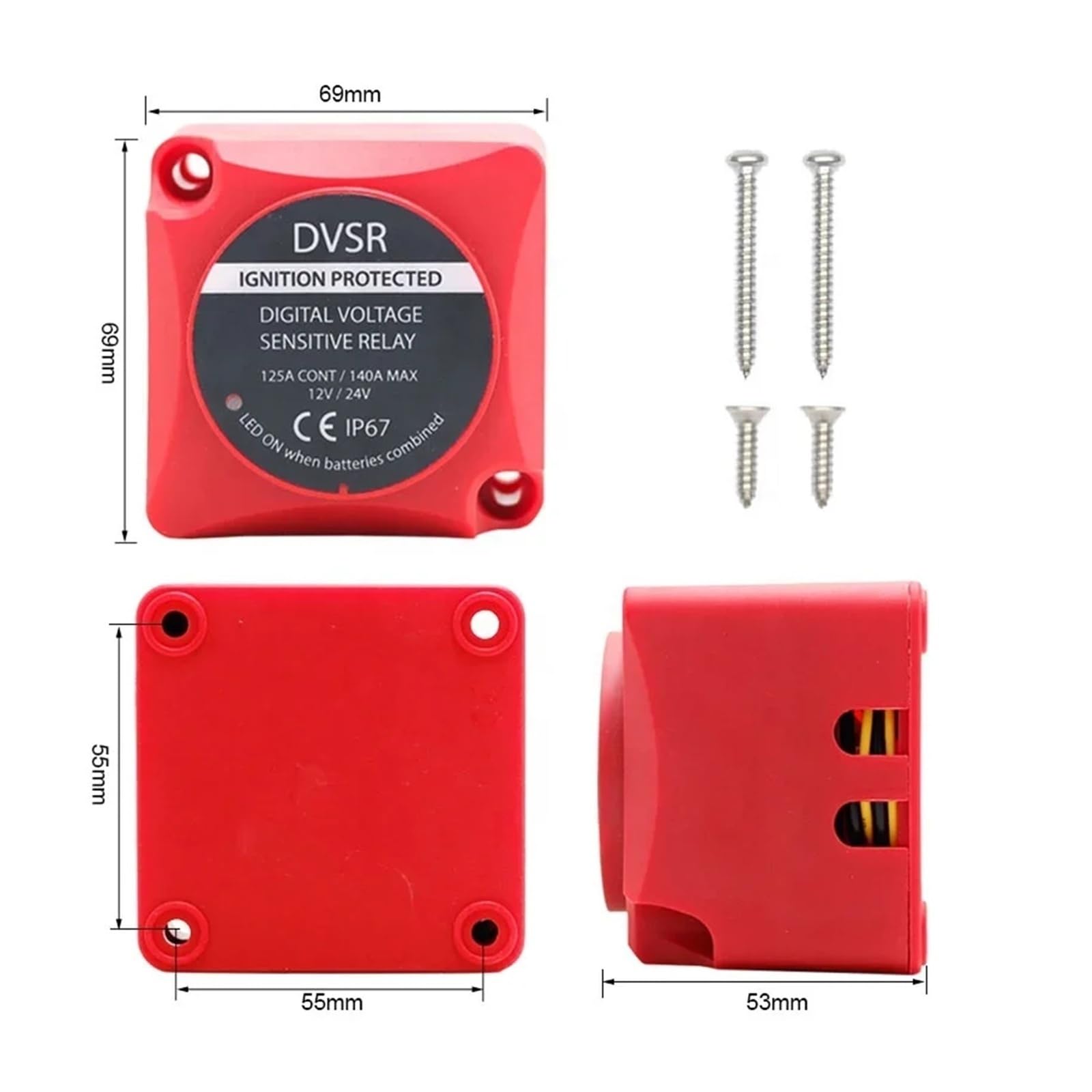 Voltage Sensitive Relay Dual Battery System 12V 24V 125A Split Charge for Camper Car RV Yacht Smart Isolator