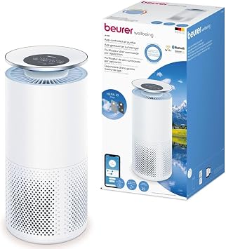 Beurer LR 400 hava temizleyici, uygulama ile oda havas n n kontrol  ve izlenmesi,   katmanl  filtre sistemi ve kapat labilir ultraviyole  k, 69 m ye kadar odalar i in