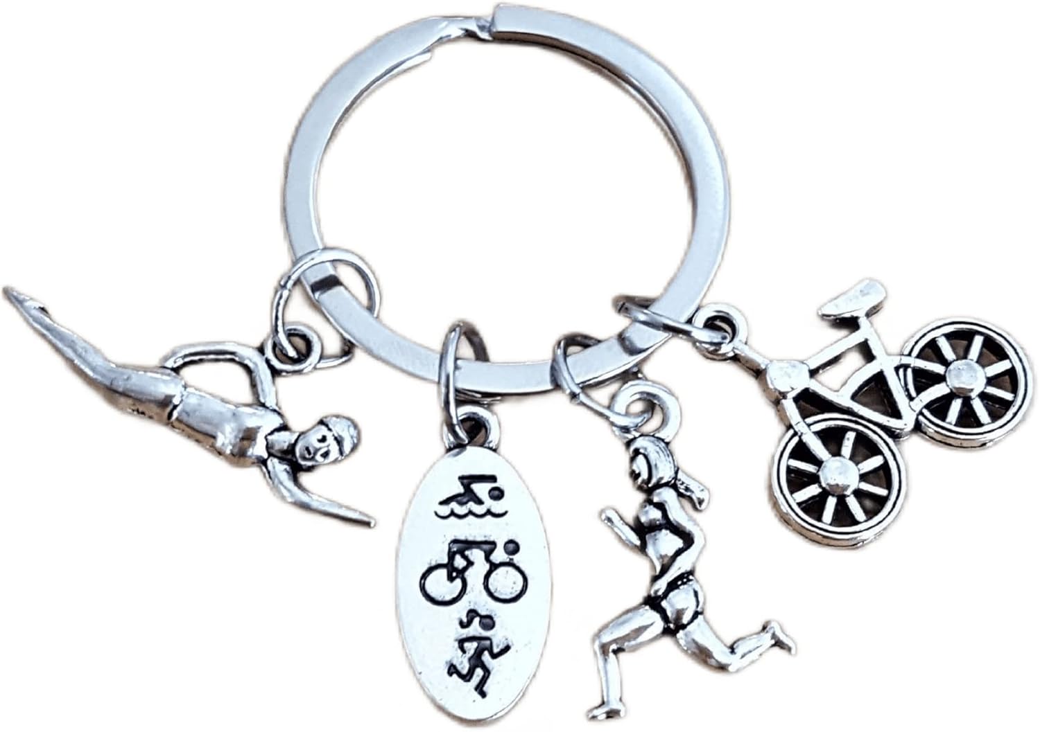 Kit's Kiss Triathlon Keychain Triathlete Swim Bike Run Keychain Sports