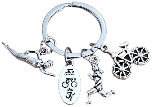 Triathlon Keychain Triathlete Swim Bike Run Keychain Sports Runner Biker