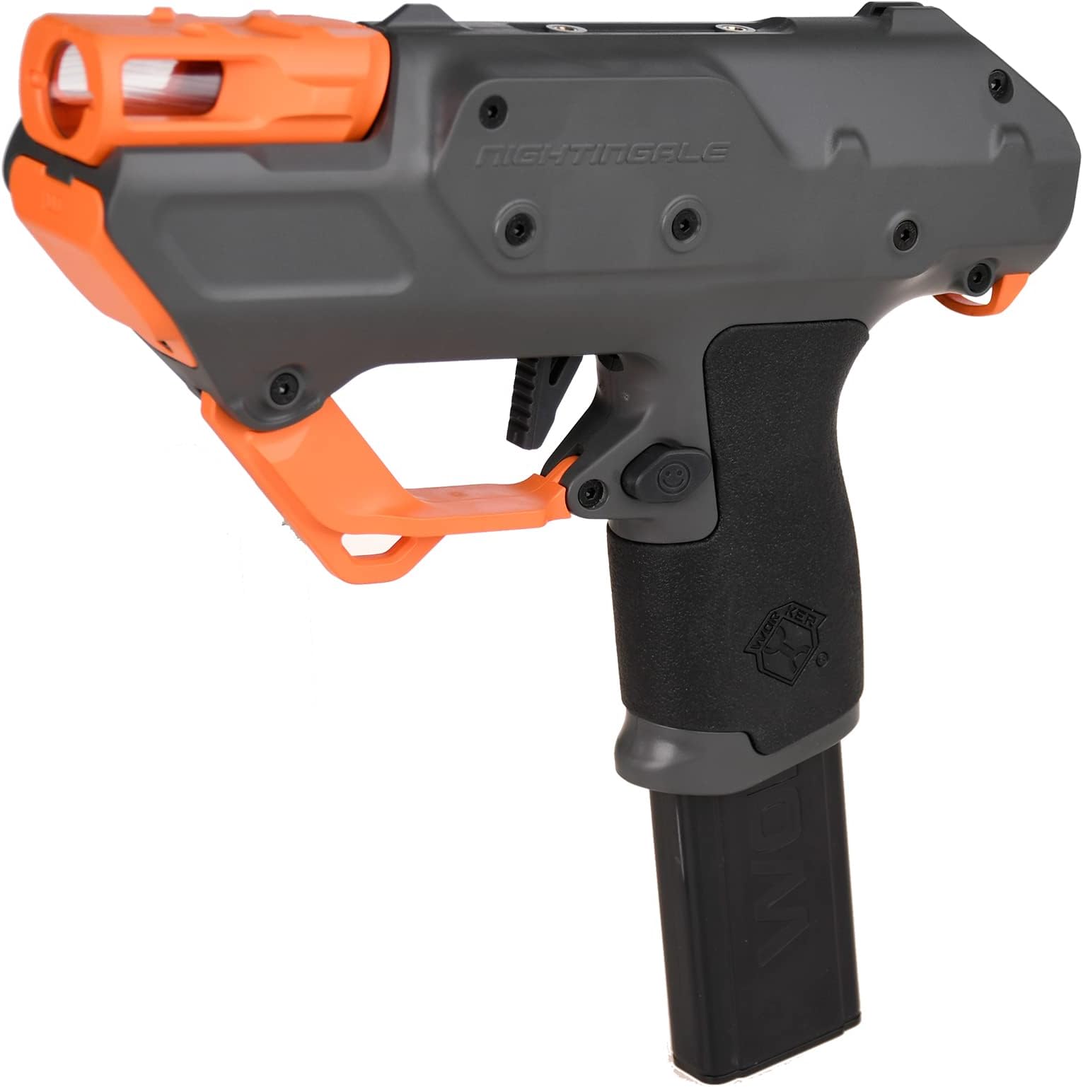 WORKER Nightingale Blaster Pro, Strong Magnetic Semi-Auto Flywheel Half Dart Blaster Pistol Toy Free DIY (Battery Not Included) Black
