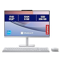 Lenovo A100 Desktop All-In-One, Display 24″ FHD (1920×1080), Intel N100, RAM 8GB, 256GB SSD, Speakers, WiFi 6, Windows 11 Home, Mouse + Tastiera – Cloud Grey