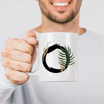 Gift Basket O Letter Printed Floral Pattern Decorative Initial Printed Mug Cup O Letter Coffee Cup